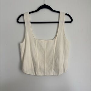 H&M Cream Structured Square-Neck Crop Top
